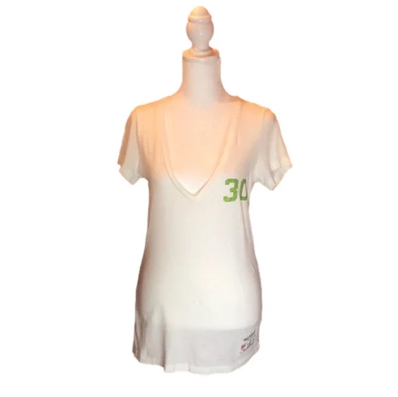 TRUE RELIGION Vintage White V-neck Bling Tee Size S - Picture 2 of 9